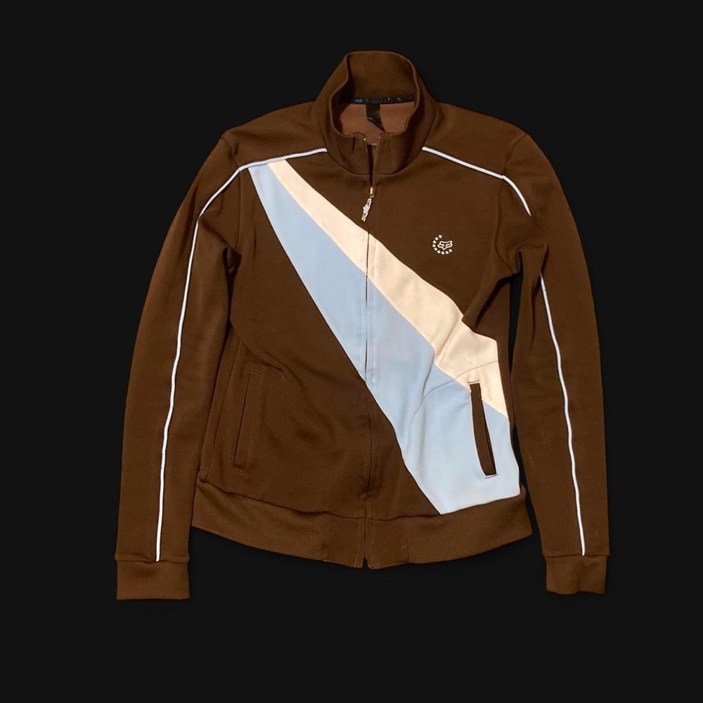 Fox racing brown color block track jacket moto fitted Women's M/16.5